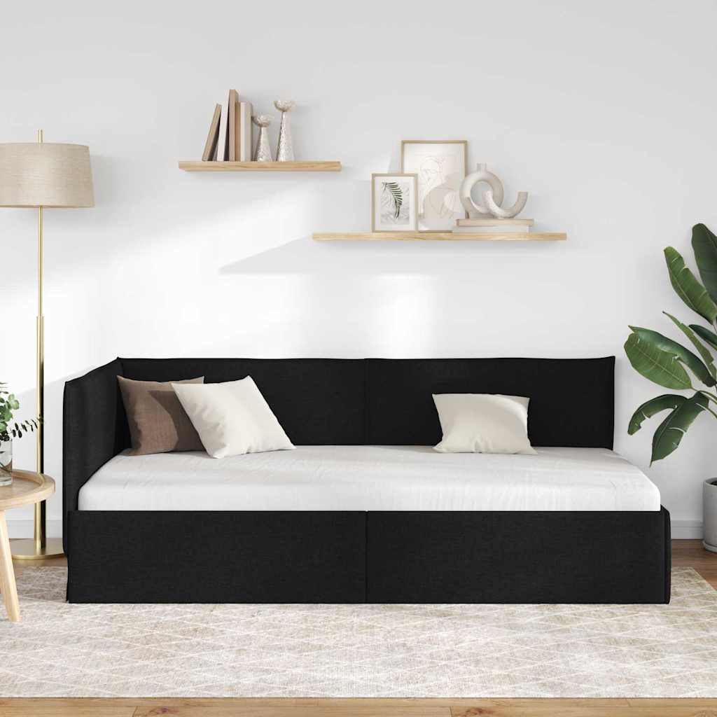 vidaXL Κρεβάτι Γωνίας Μαύρο 80 x 200 cm ύφασμα
