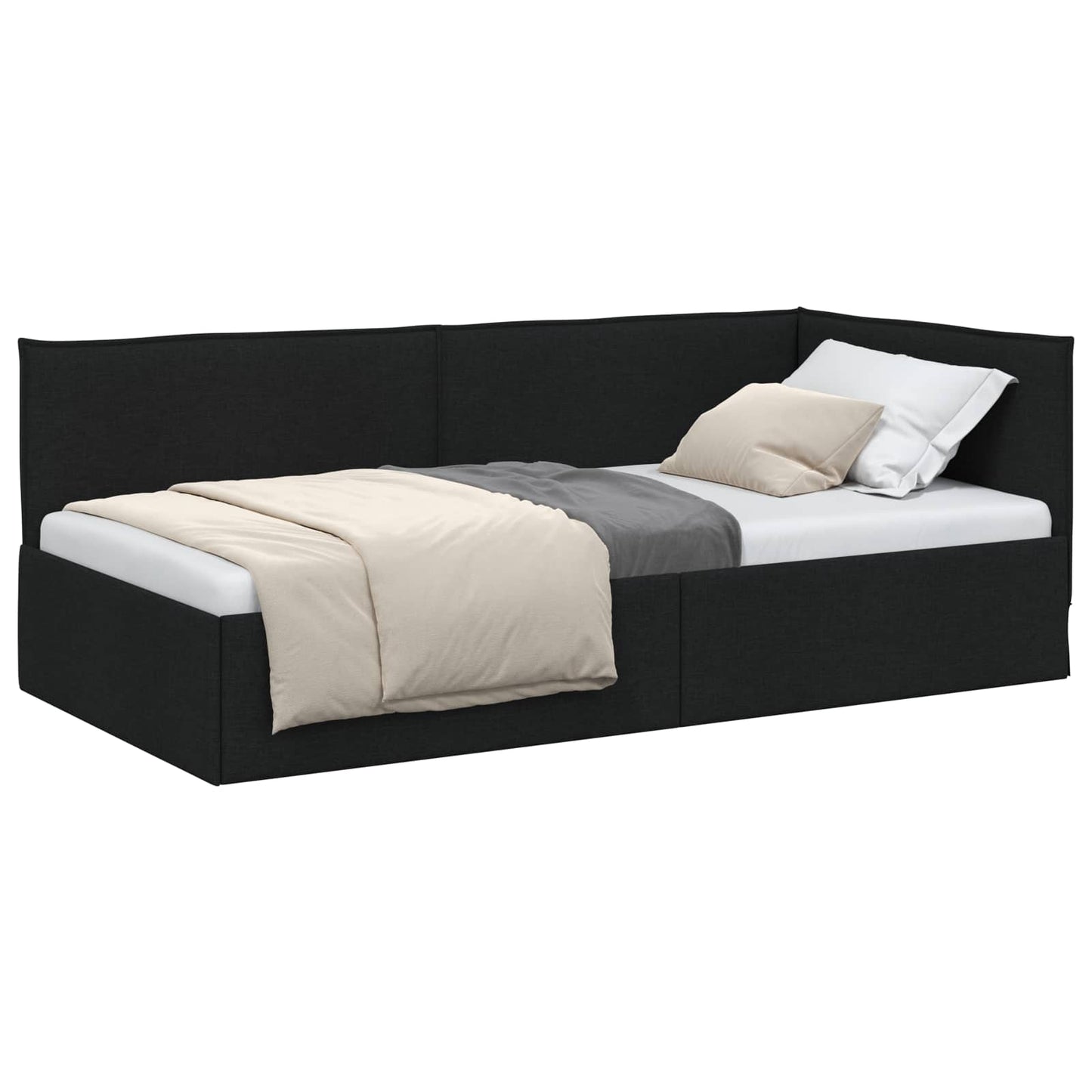 vidaXL Κρεβάτι Γωνίας Μαύρο 80 x 200 cm ύφασμα