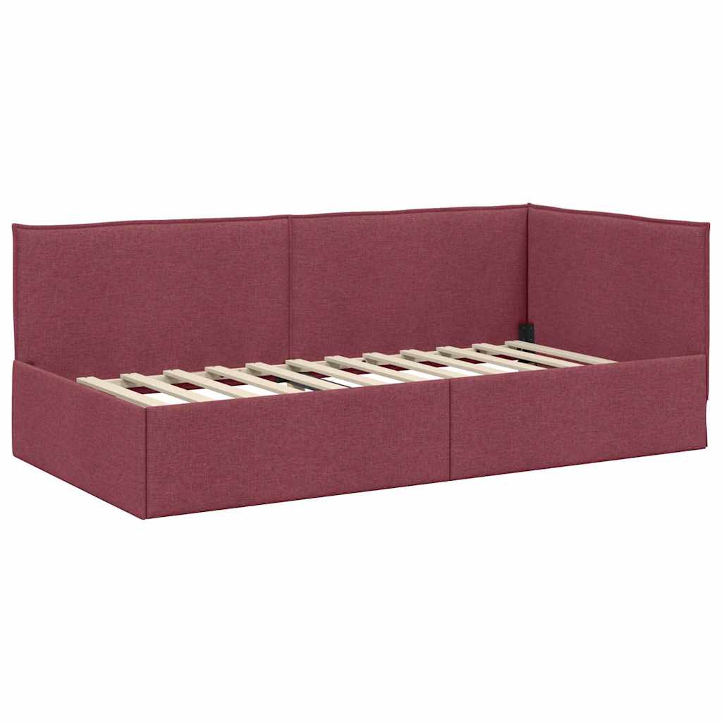 vidaXL Κρεβάτι Γωνίας Κόκκινο 90 x 190 cm ύφασμα