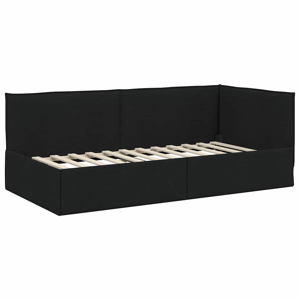 vidaXL Κρεβάτι Γωνίας Μαύρο 90 x 200 cm ύφασμα