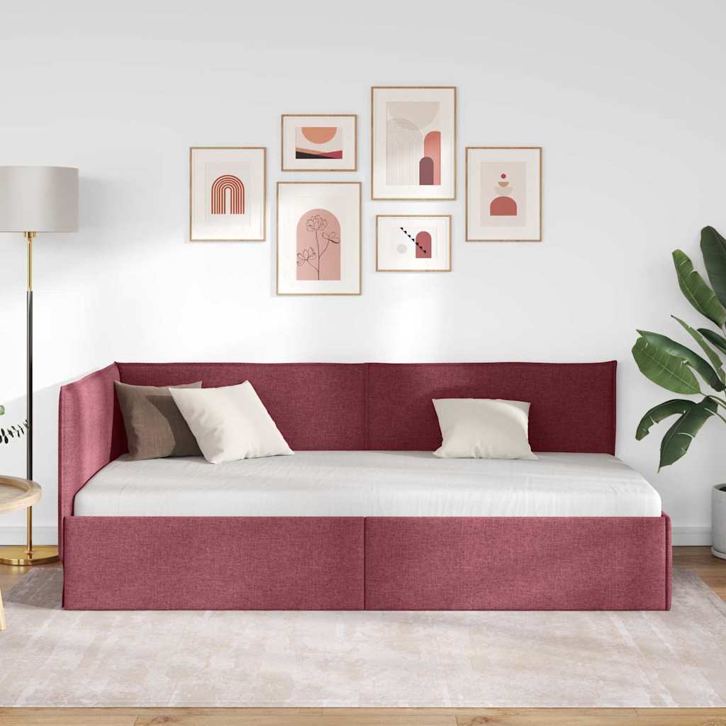 vidaXL Κρεβάτι Γωνίας Κόκκινο 90 x 200 cm ύφασμα