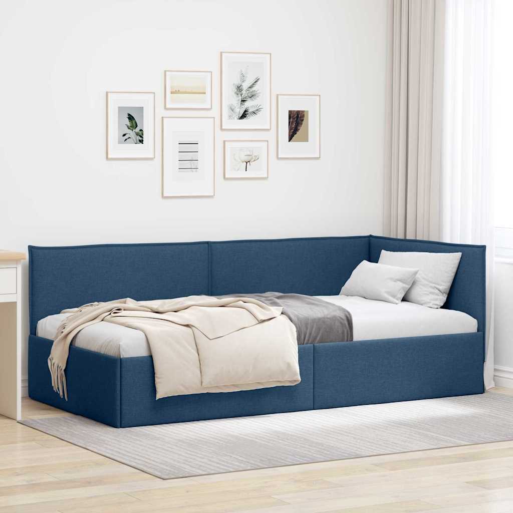 vidaXL Κρεβάτι Γωνίας Μπλε 90 x 200 cm ύφασμα