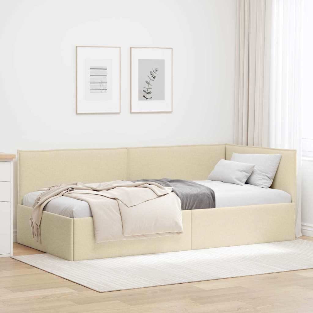 vidaXL Κρεβάτι Γωνίας Κρεμ 100 x 200 cm ύφασμα