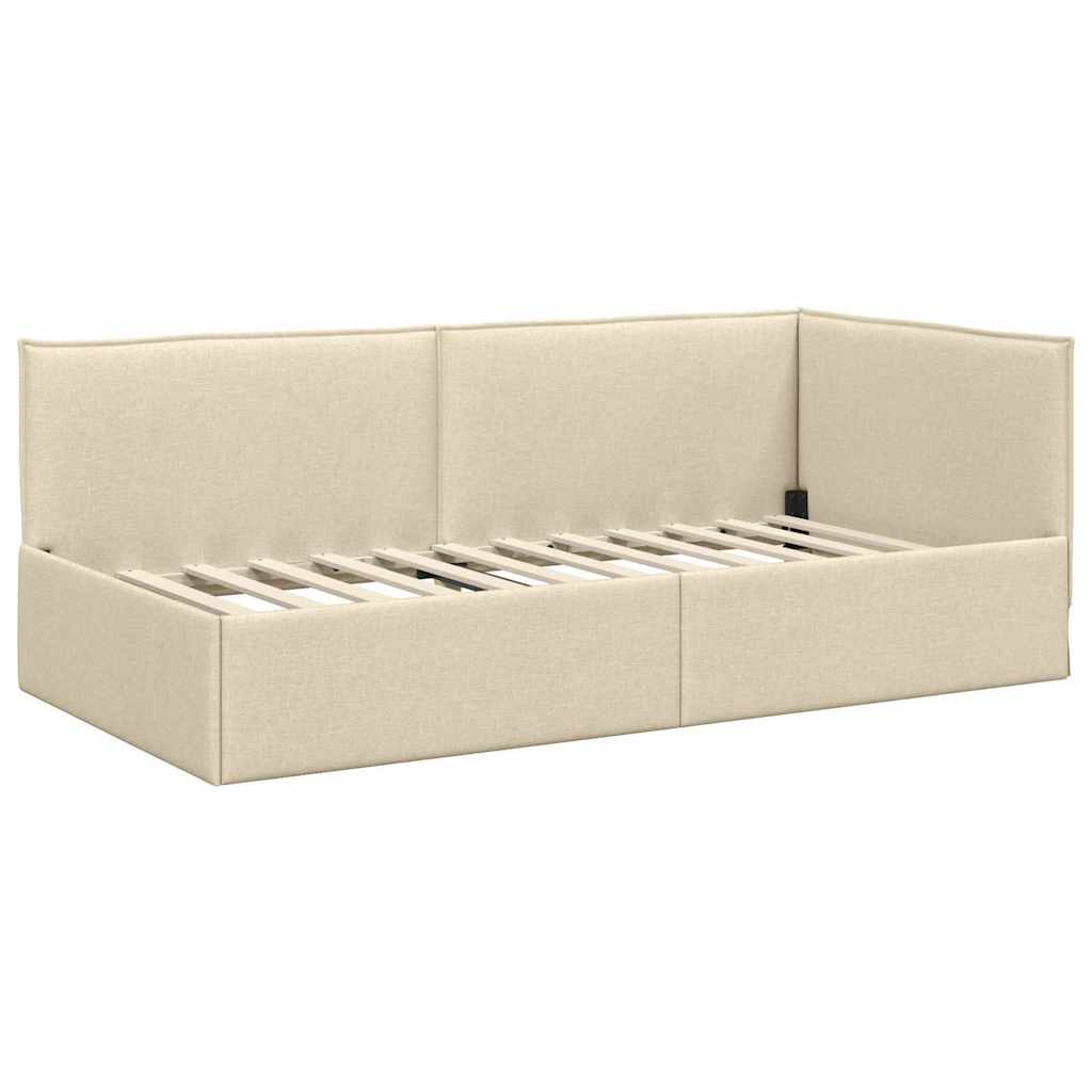 vidaXL Κρεβάτι Γωνίας Κρεμ 100 x 200 cm ύφασμα