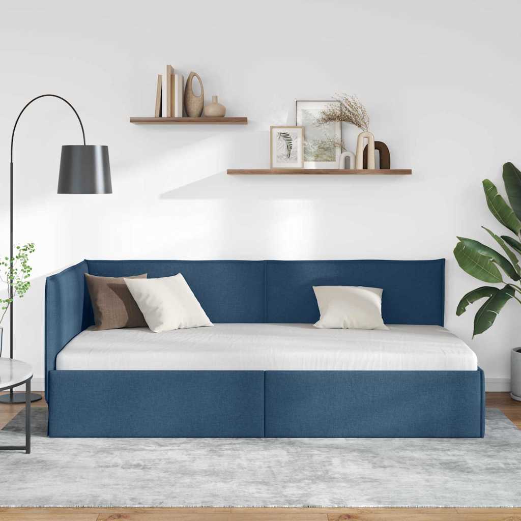 vidaXL Κρεβάτι Γωνίας Μπλε 100 x 200 cm ύφασμα