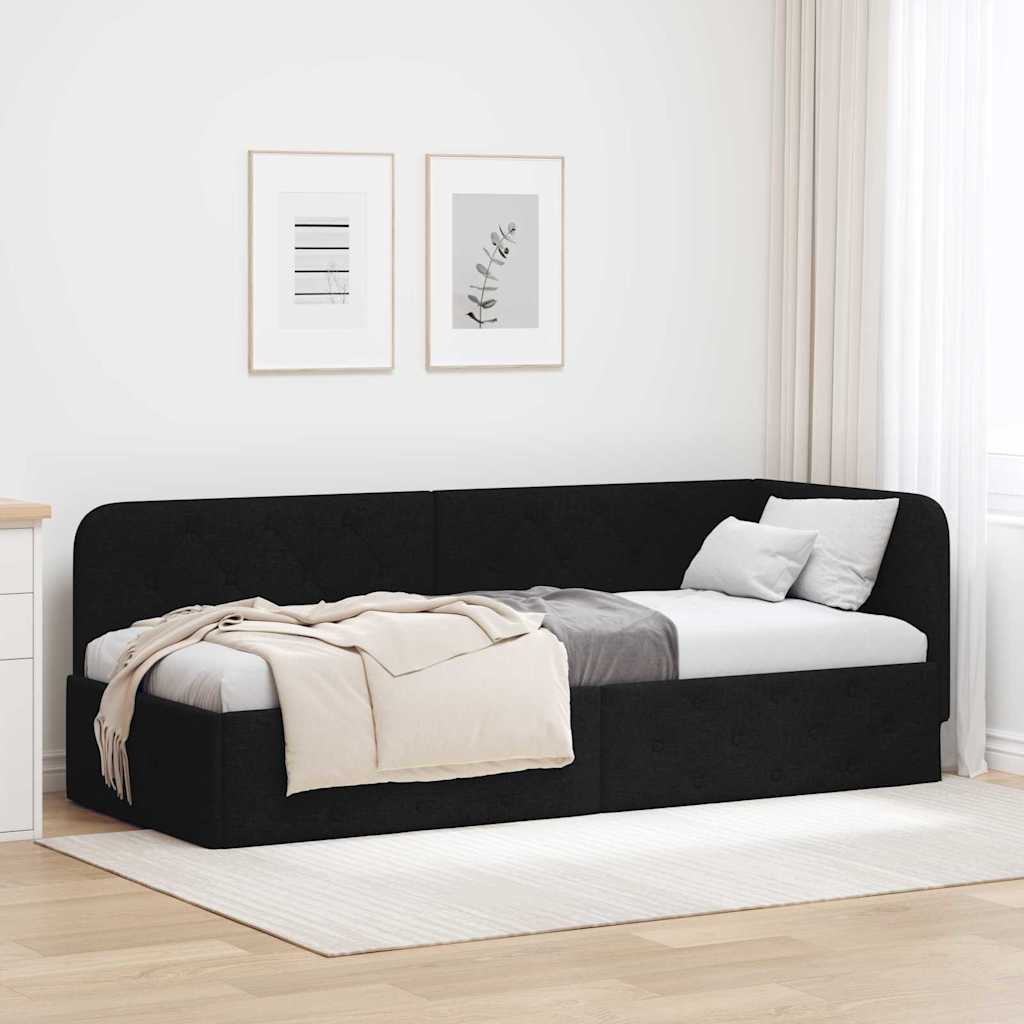 vidaXL Κρεβάτι Γωνίας Μαύρο 80 x 200 cm ύφασμα