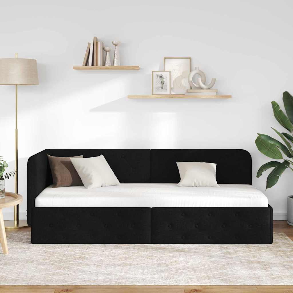 vidaXL Κρεβάτι Γωνίας Μαύρο 80 x 200 cm ύφασμα