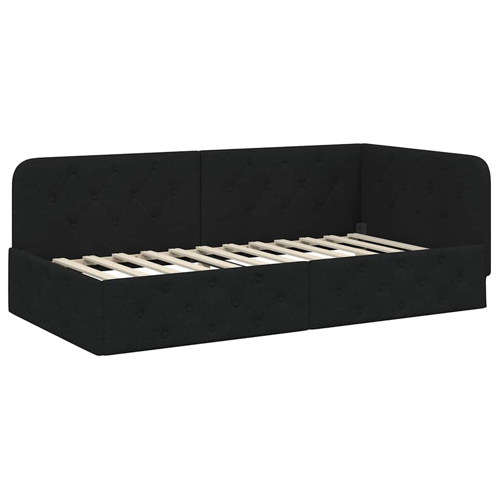 vidaXL Κρεβάτι Γωνίας Μαύρο 90 x 190 cm ύφασμα