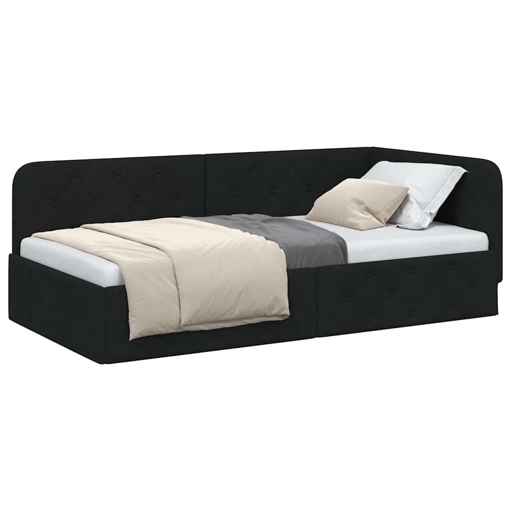 vidaXL Κρεβάτι Γωνίας Μαύρο 90 x 190 cm ύφασμα