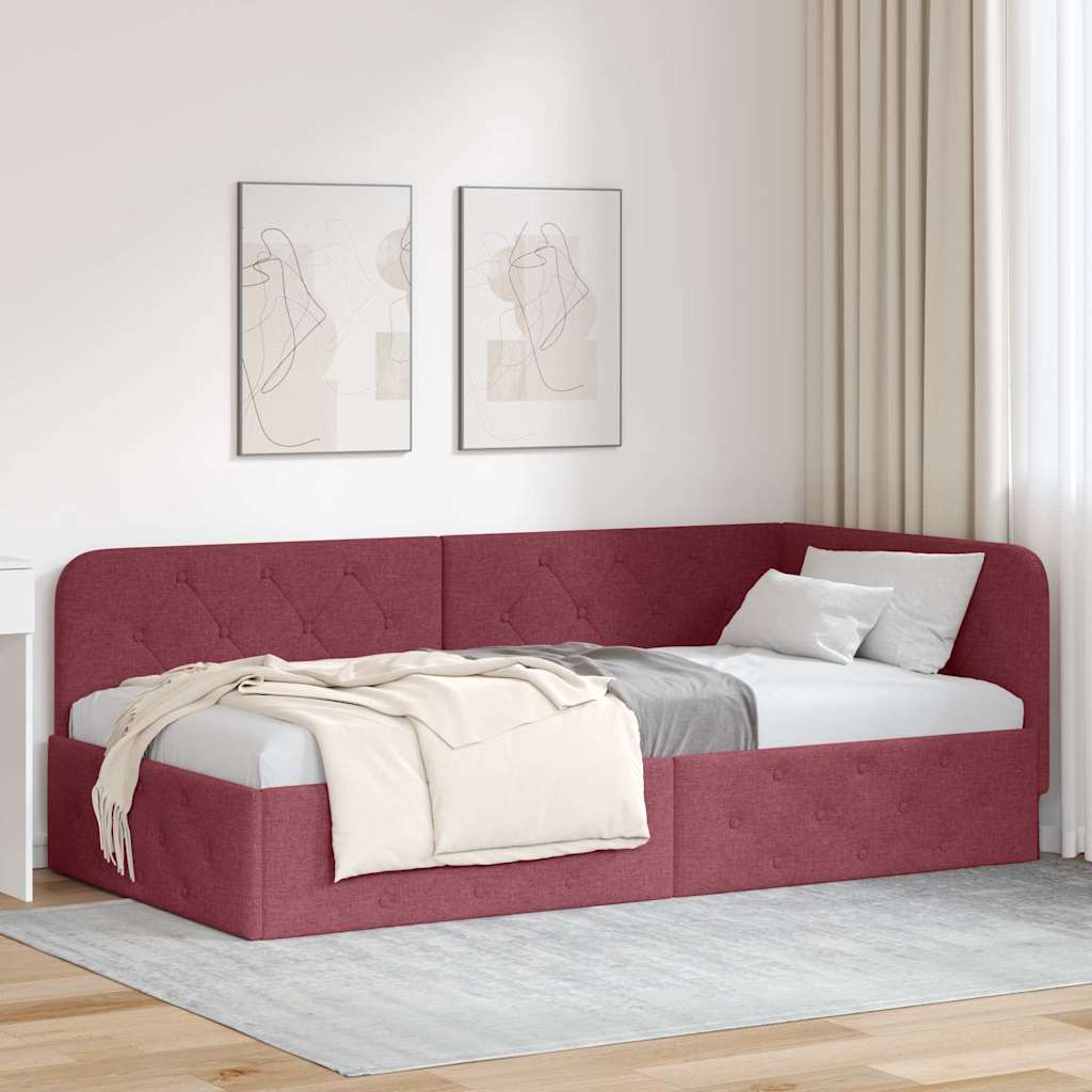 vidaXL Κρεβάτι Γωνίας Κόκκινο 90 x 190 cm ύφασμα