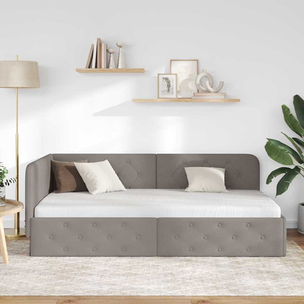 vidaXL Κρεβάτι Γωνίας Taupe 90 x 200 cm ύφασμα