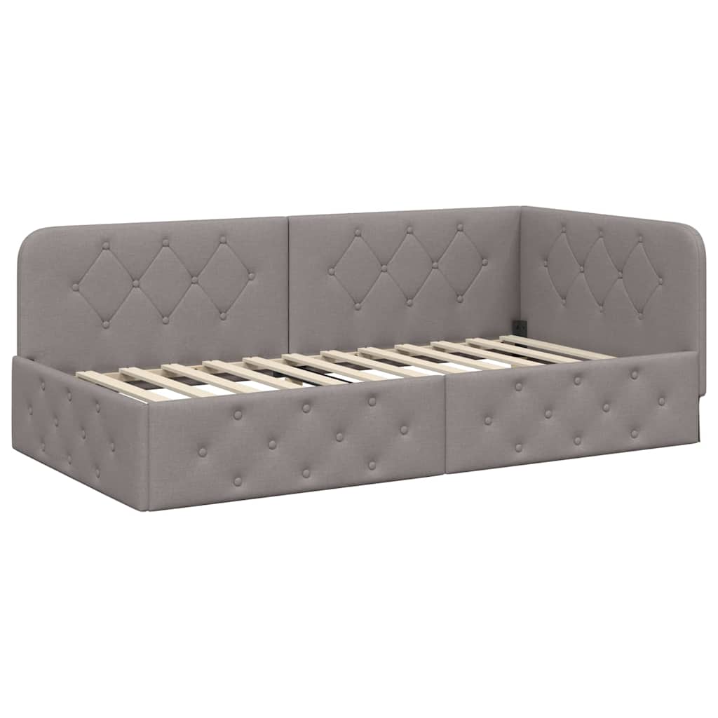 vidaXL Κρεβάτι Γωνίας Taupe 90 x 200 cm ύφασμα