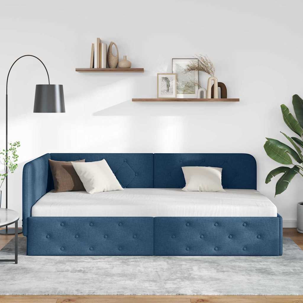vidaXL Κρεβάτι Γωνίας Μπλε 90 x 200 cm ύφασμα