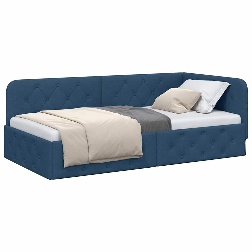 vidaXL Κρεβάτι Γωνίας Μπλε 90 x 200 cm ύφασμα
