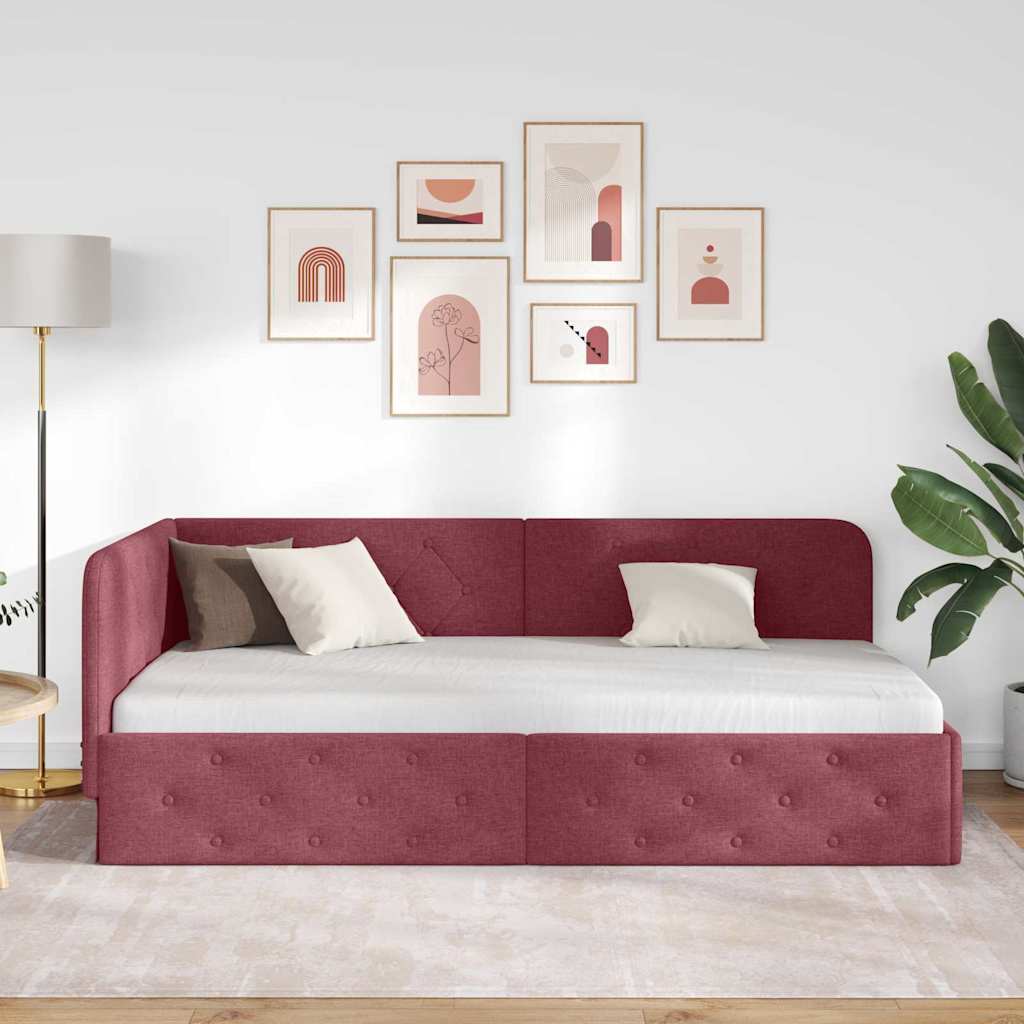 vidaXL Κρεβάτι Γωνίας Κόκκινο 100 x 200 cm ύφασμα