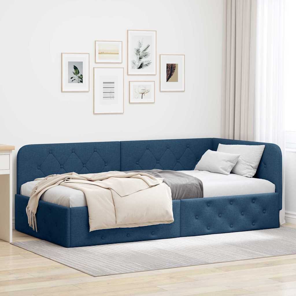 vidaXL Κρεβάτι Γωνίας Μπλε 100 x 200 cm ύφασμα