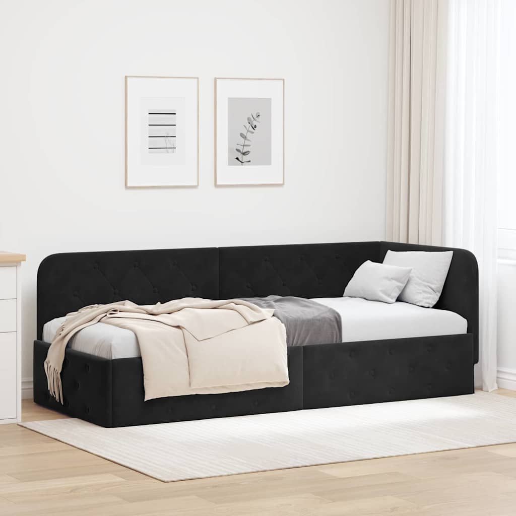 vidaXL Κρεβάτι Γωνίας Μαύρο 80 x 200 cm Βελούδο