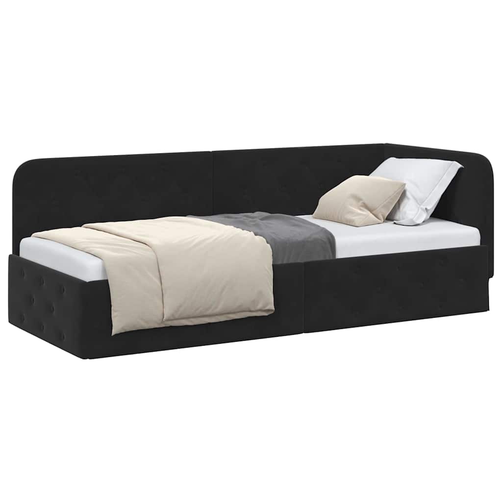 vidaXL Κρεβάτι Γωνίας Μαύρο 80 x 200 cm Βελούδο