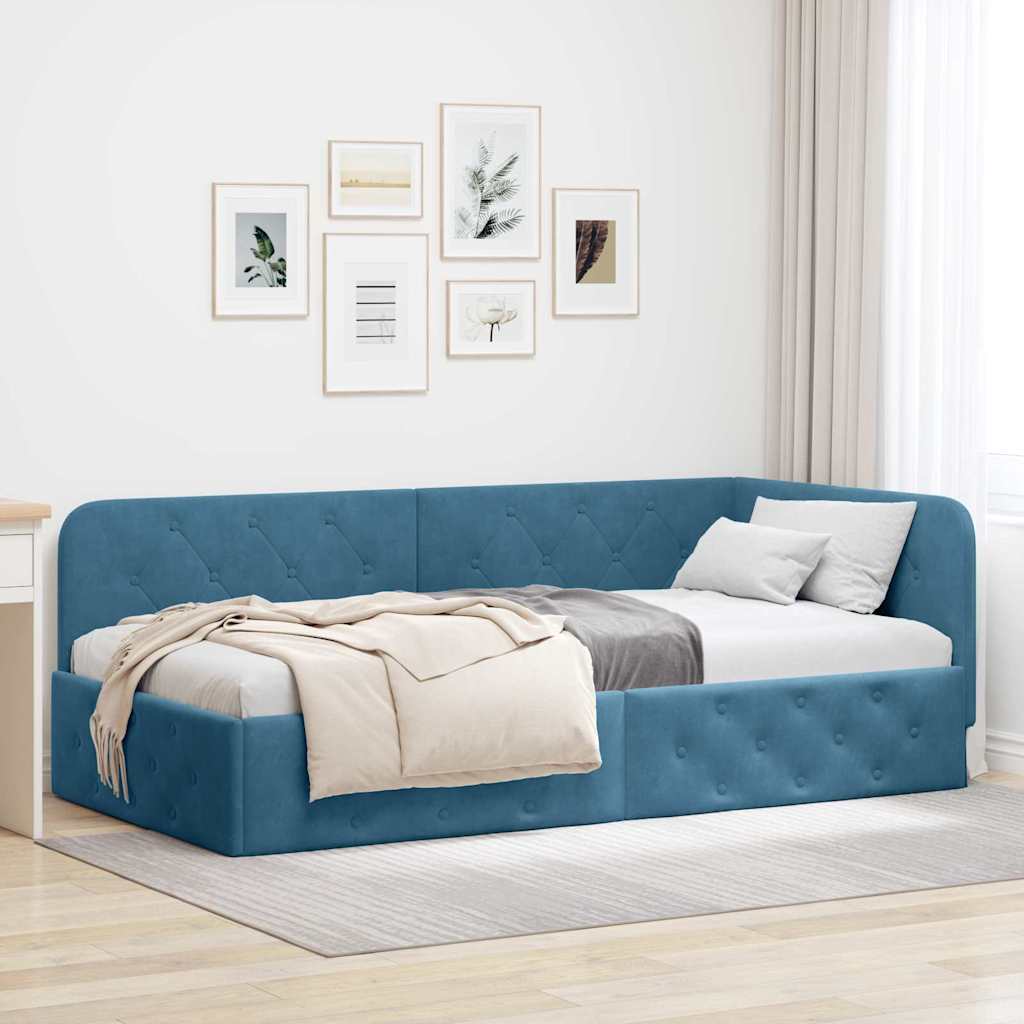vidaXL Κρεβάτι Γωνίας Μπλε 90 x 190 cm Βελούδο