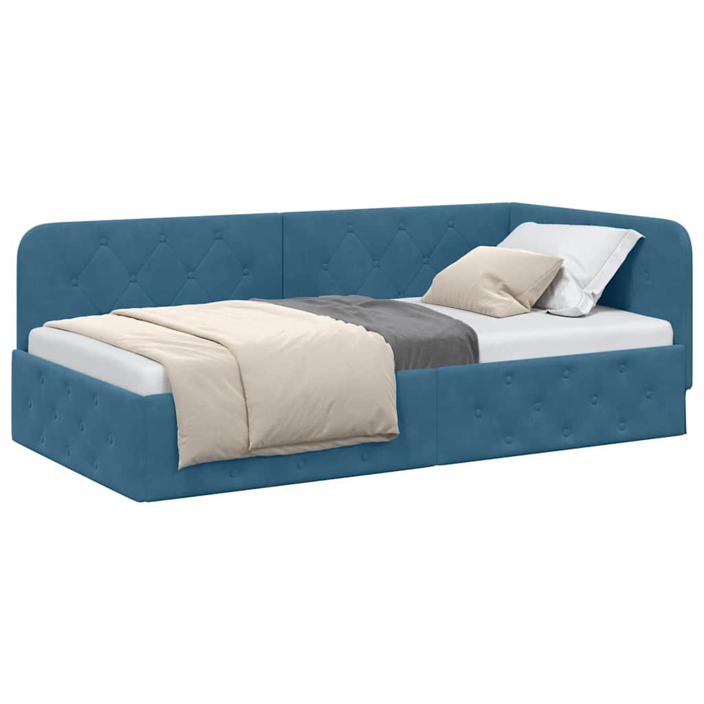vidaXL Κρεβάτι Γωνίας Μπλε 90 x 190 cm Βελούδο