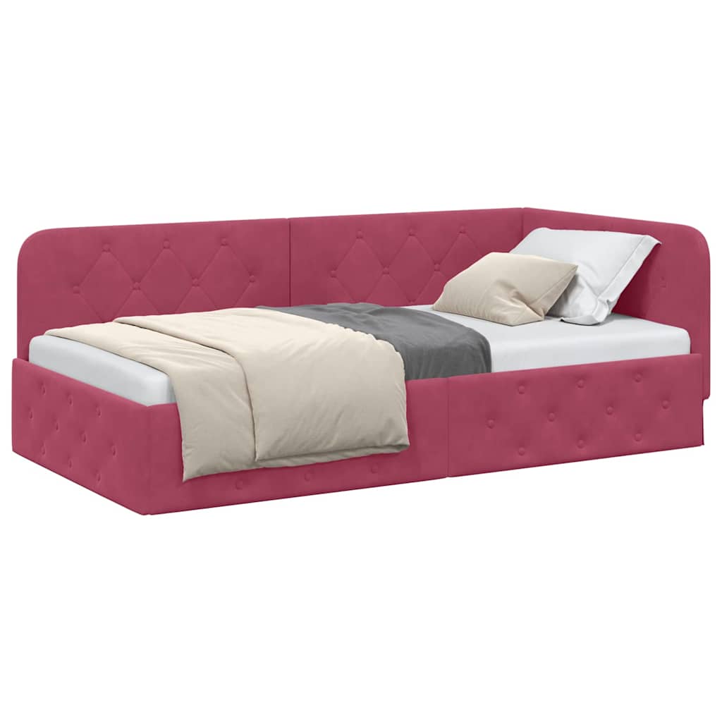 vidaXL Κρεβάτι Γωνίας Κόκκινο 90 x 190 cm Βελούδο