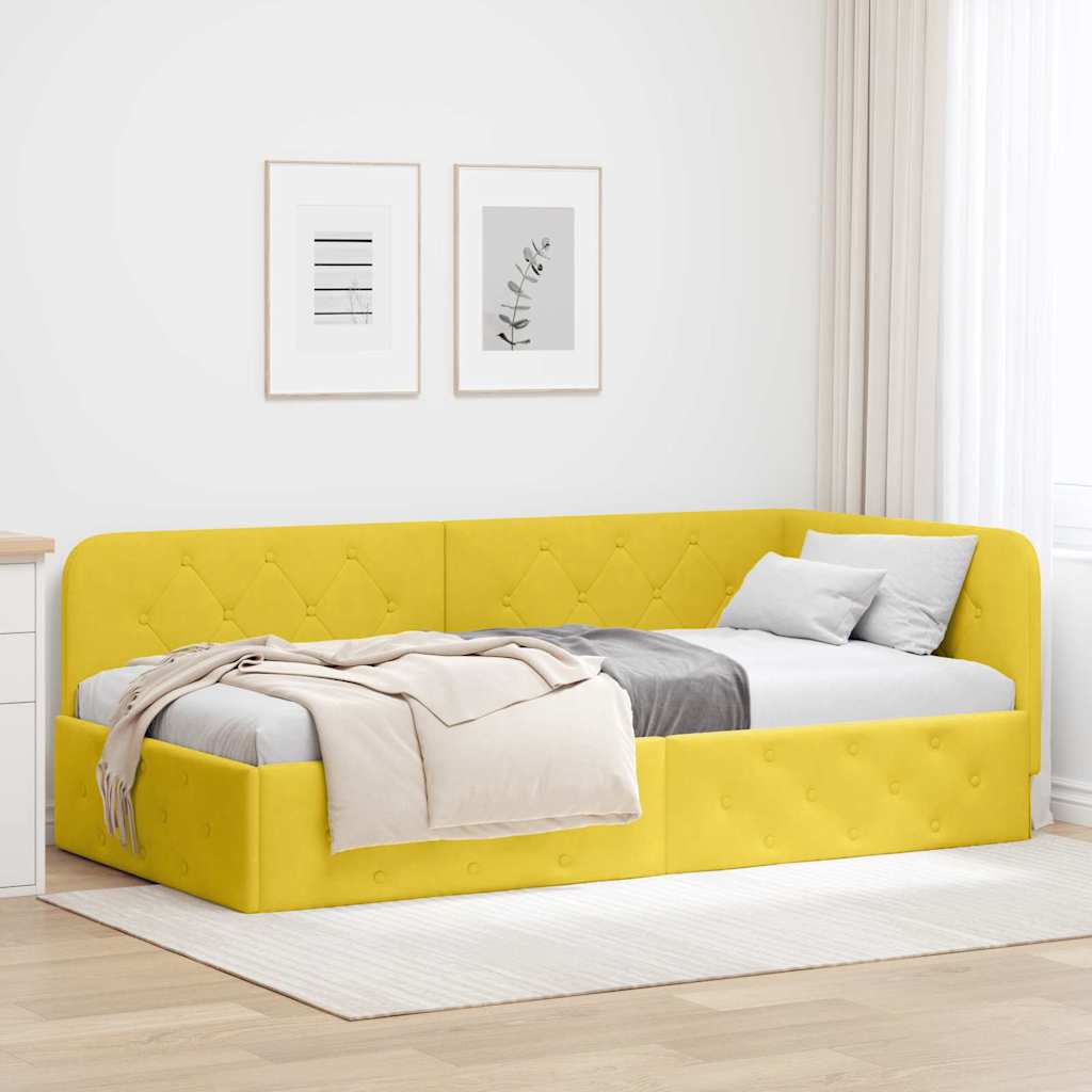 vidaXL Κρεβάτι Γωνίας Κίτρινο 90 x 190 cm Βελούδο