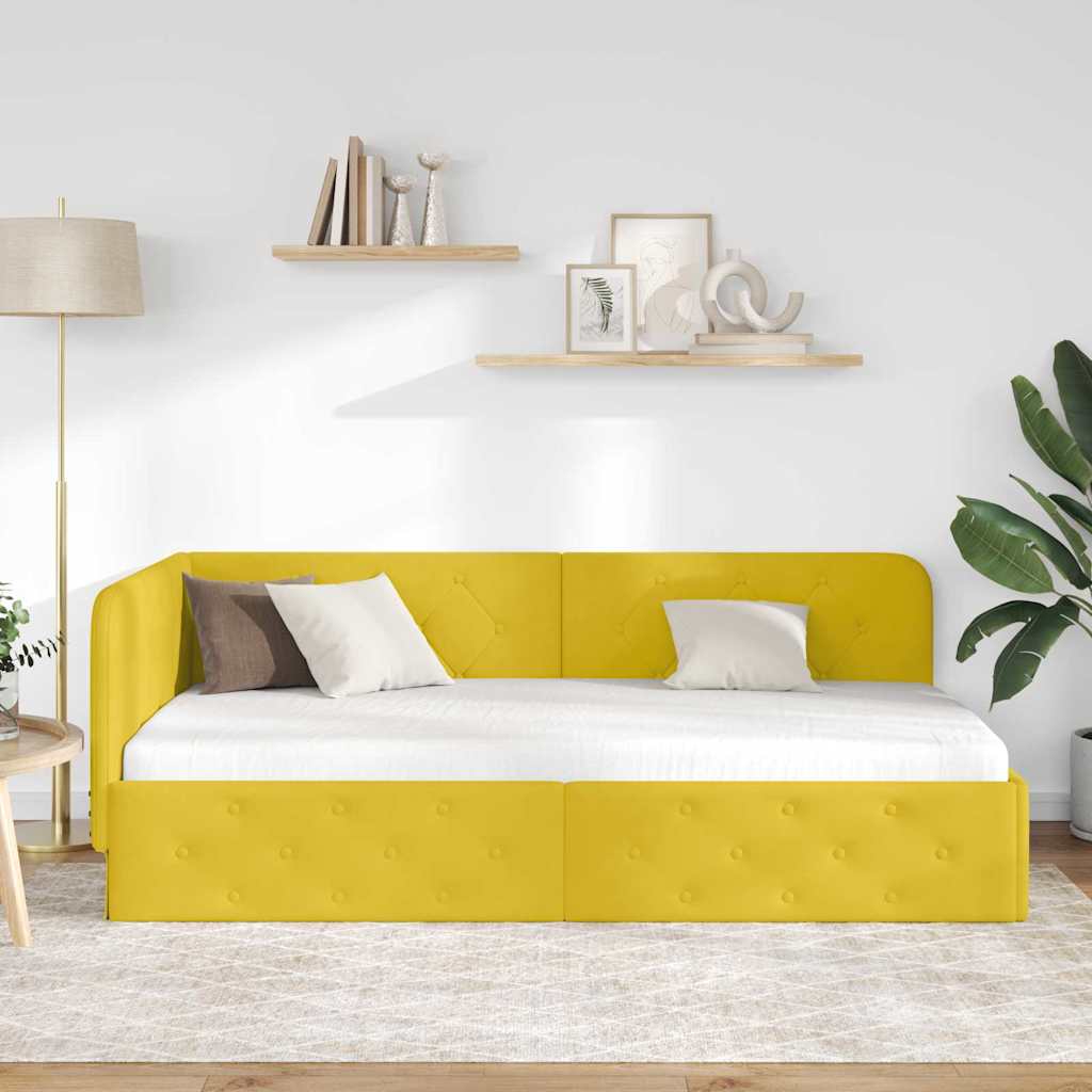 vidaXL Κρεβάτι Γωνίας Κίτρινο 90 x 190 cm Βελούδο