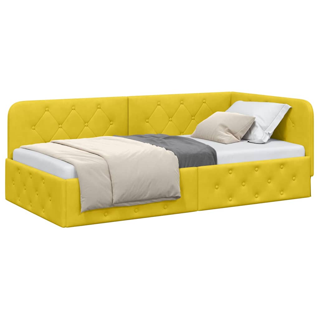 vidaXL Κρεβάτι Γωνίας Κίτρινο 90 x 190 cm Βελούδο