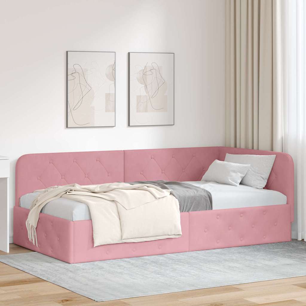 vidaXL Κρεβάτι Γωνίας Ροζ 90 x 200 cm Βελούδο