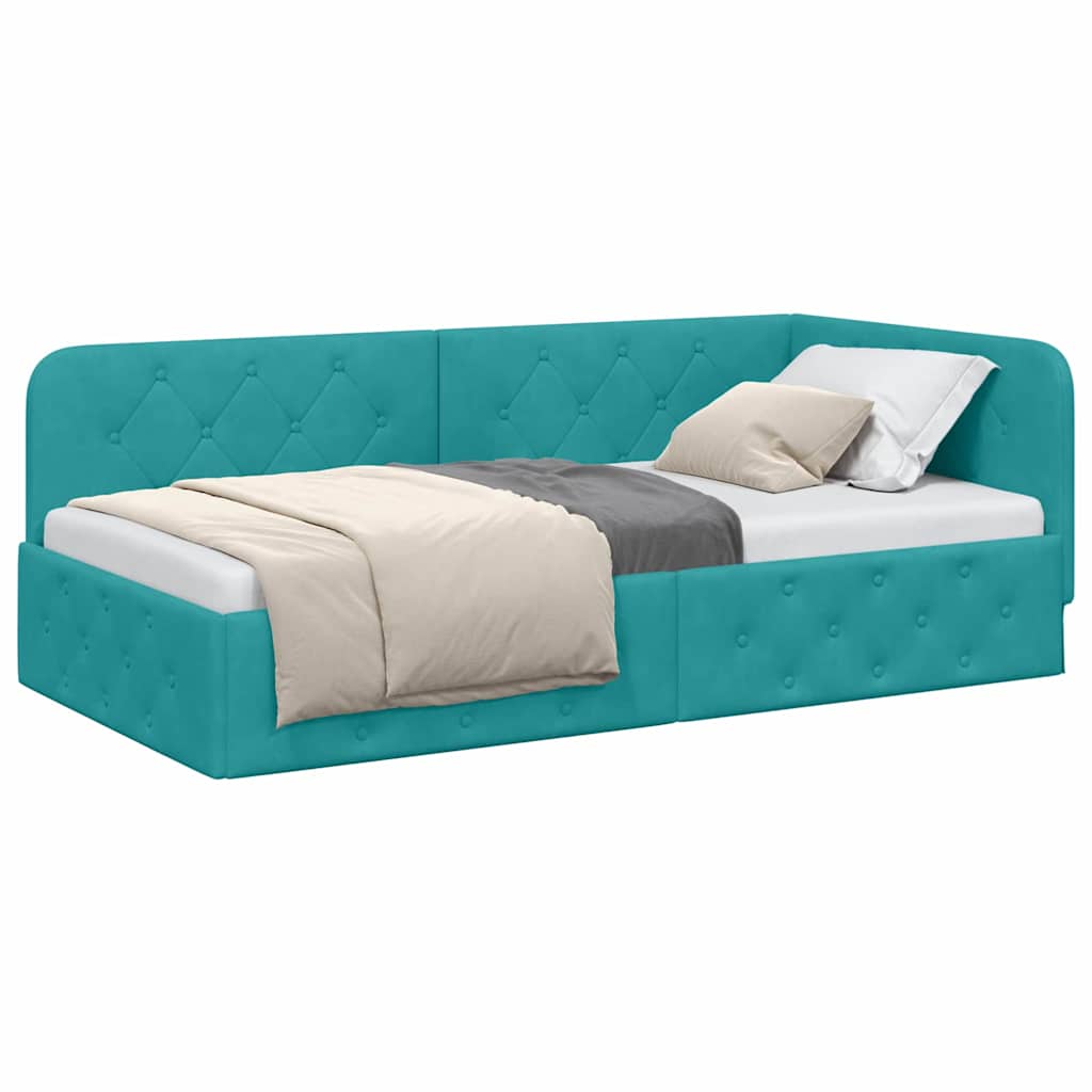 vidaXL Κρεβάτι Γωνίας Τιρκουάζ 90 x 200 cm Βελούδο