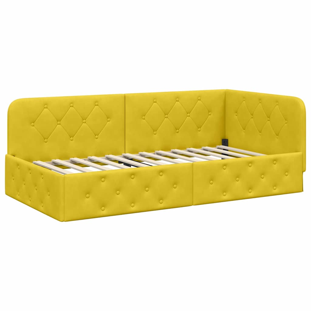 vidaXL Κρεβάτι Γωνίας Κίτρινο 100 x 200 cm Βελούδο