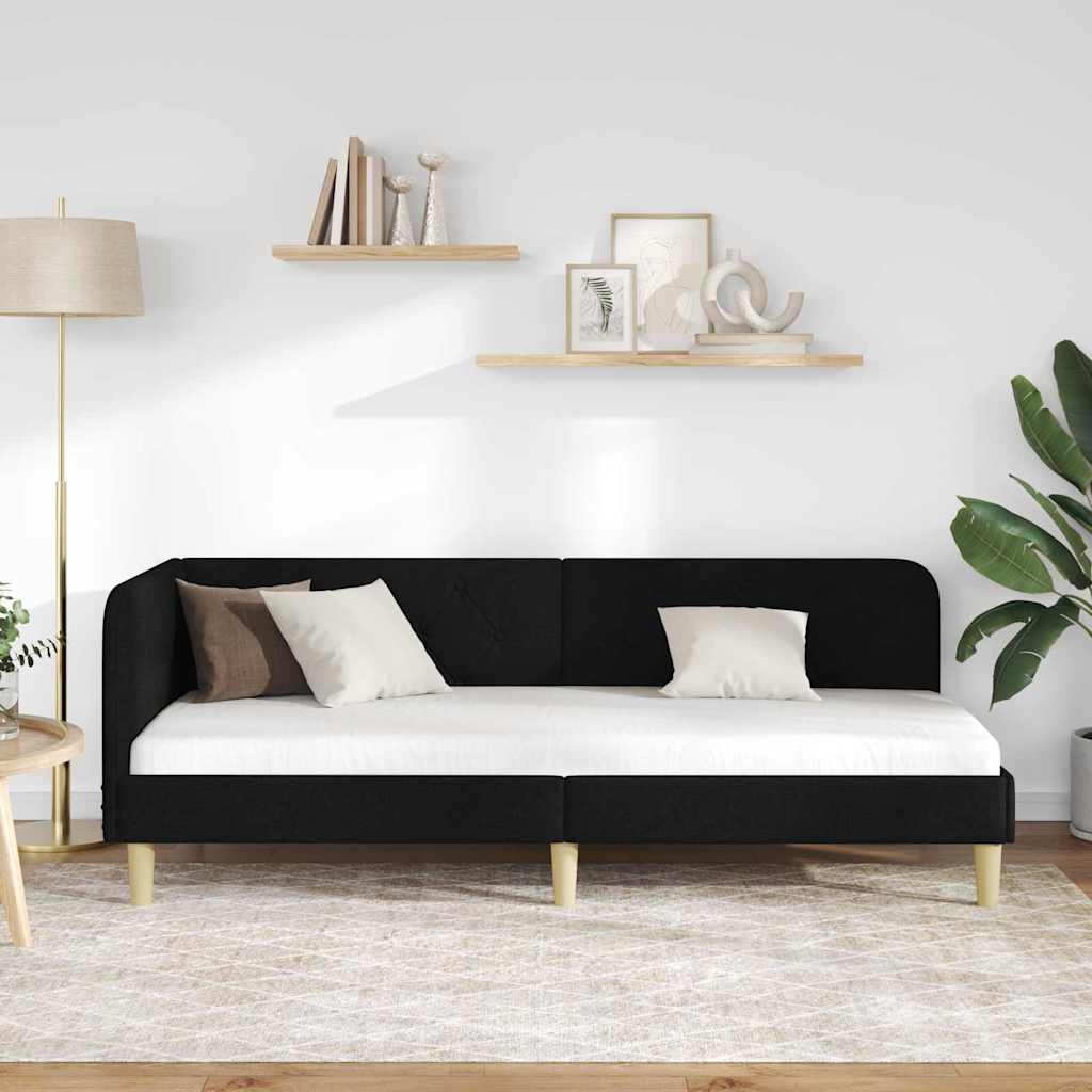 vidaXL Κρεβάτι Γωνίας Μαύρο 80 x 200 cm ύφασμα