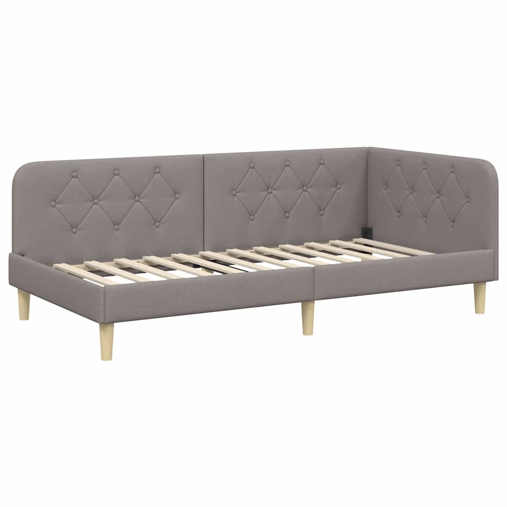 vidaXL Κρεβάτι Γωνίας Taupe 90 x 190 cm ύφασμα