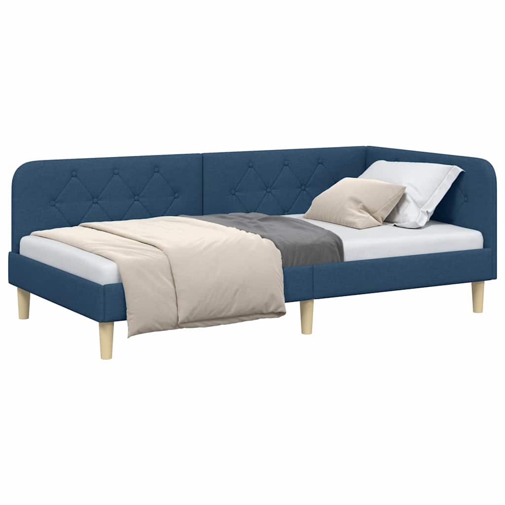 vidaXL Κρεβάτι Γωνίας Μπλε 90 x 190 cm ύφασμα