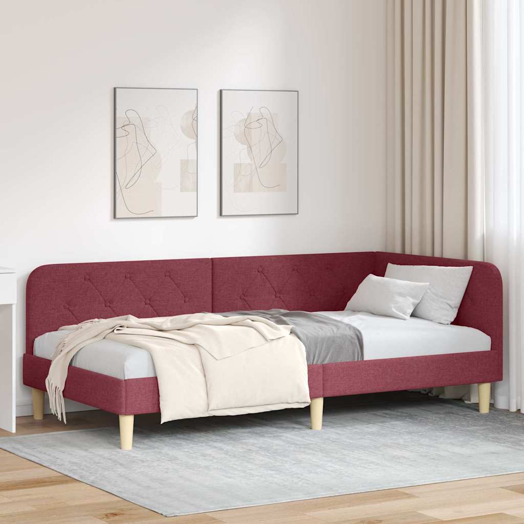 vidaXL Κρεβάτι Γωνίας Κόκκινο 90 x 200 cm ύφασμα