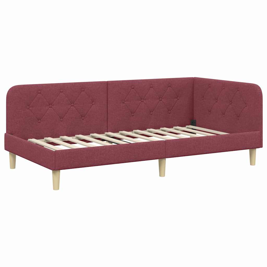 vidaXL Κρεβάτι Γωνίας Κόκκινο 90 x 200 cm ύφασμα