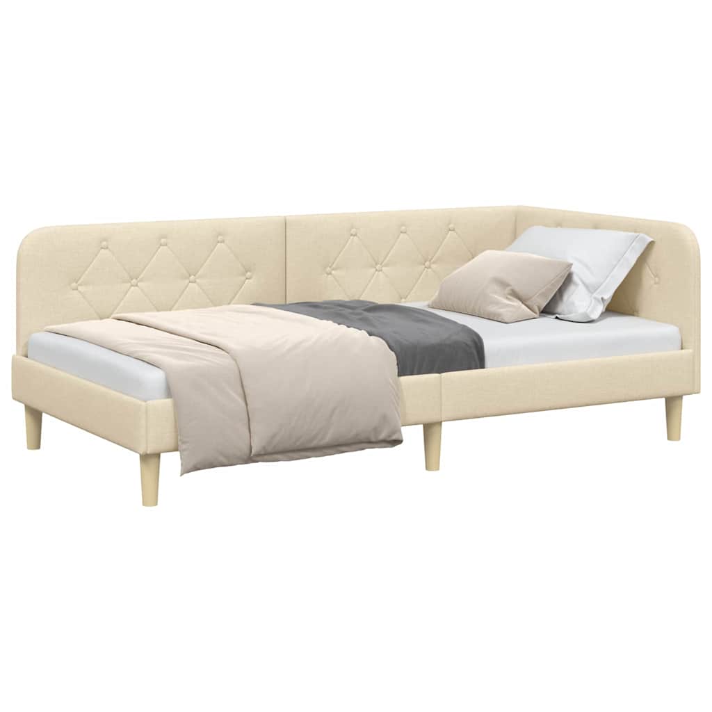 vidaXL Κρεβάτι Γωνίας Κρεμ 90 x 200 cm ύφασμα
