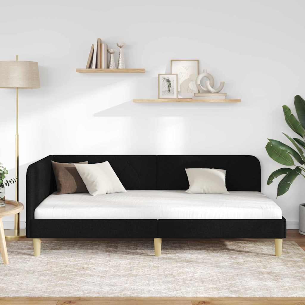 vidaXL Κρεβάτι Γωνίας Μαύρο 100 x 200 cm ύφασμα