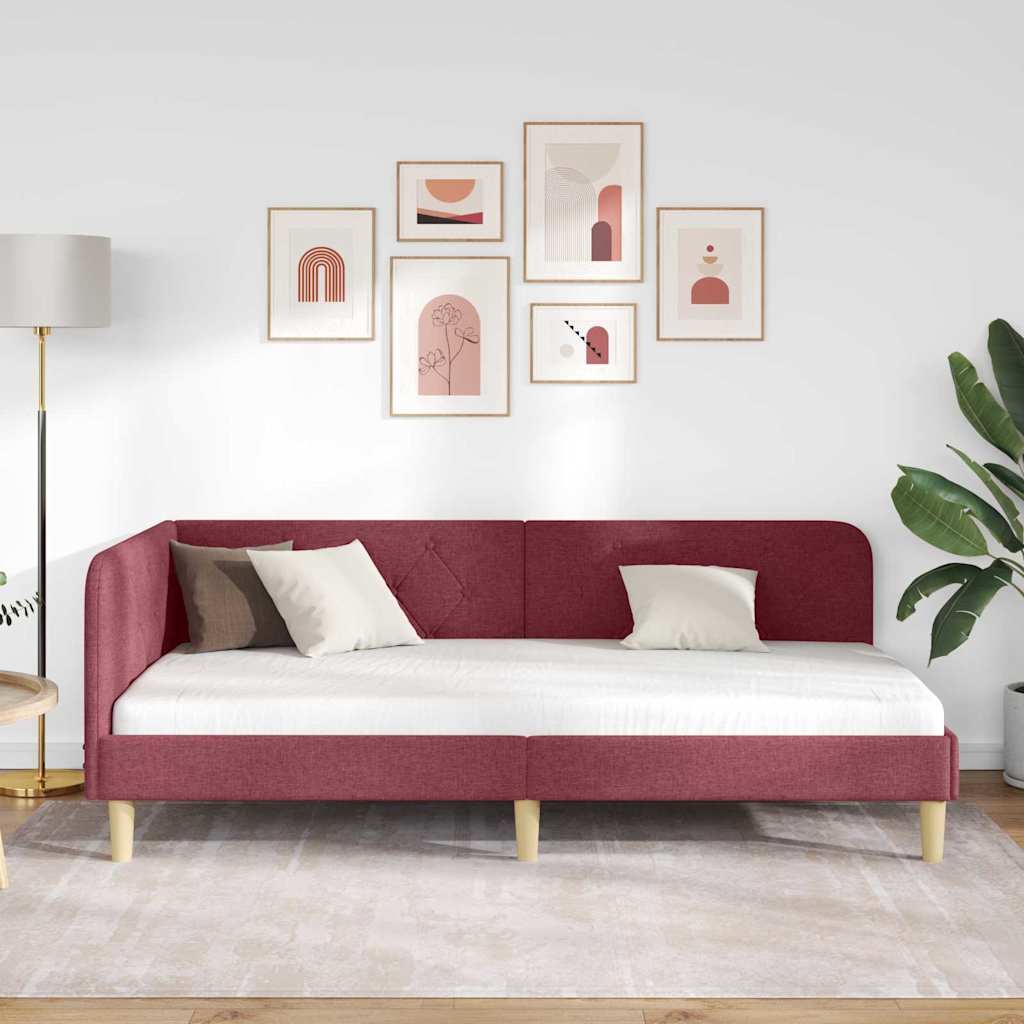 vidaXL Κρεβάτι Γωνίας Κόκκινο 100 x 200 cm ύφασμα