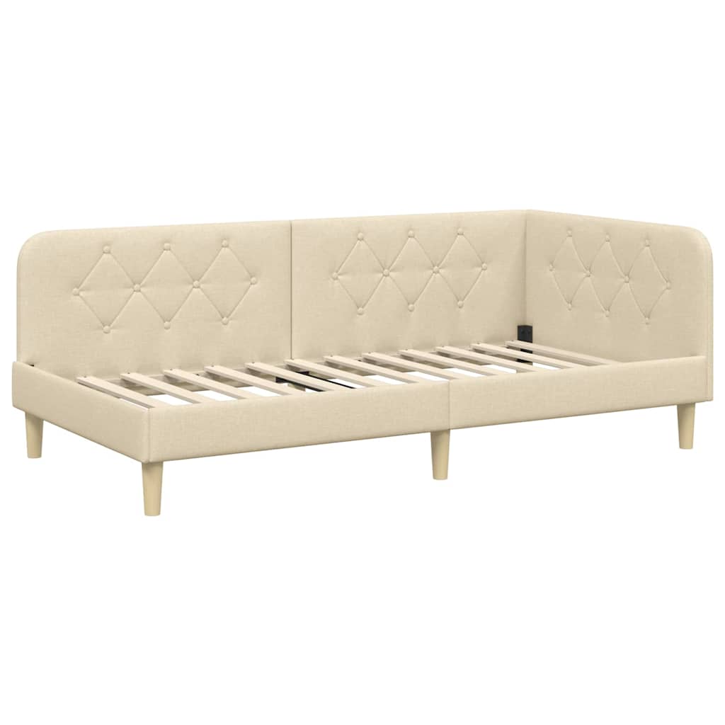 vidaXL Κρεβάτι Γωνίας Κρεμ 100 x 200 cm ύφασμα