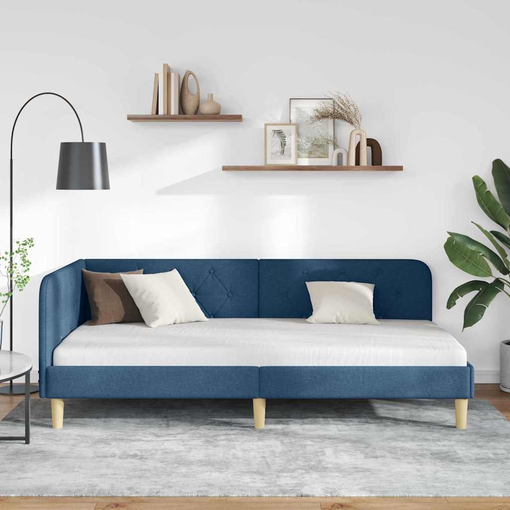 vidaXL Κρεβάτι Γωνίας Μπλε 100 x 200 cm ύφασμα