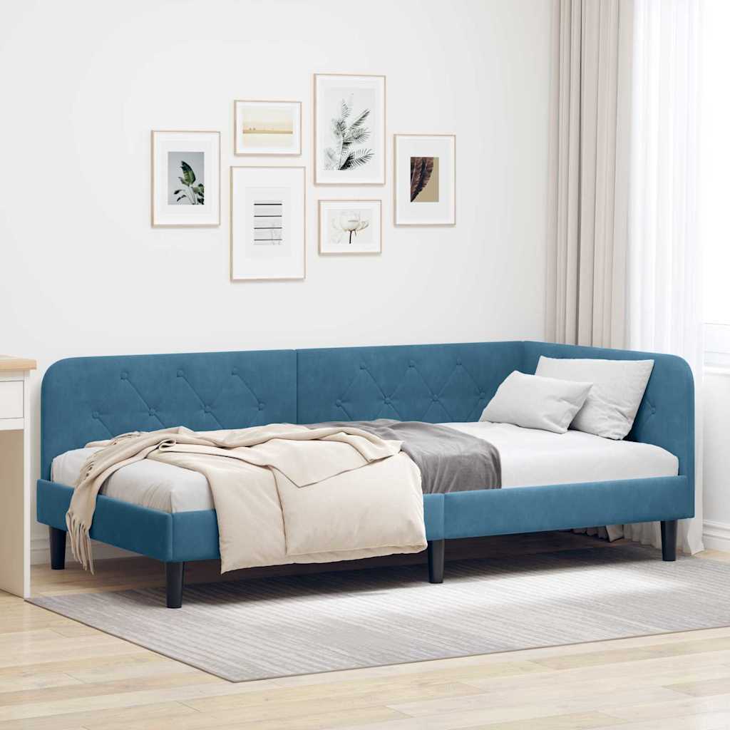 vidaXL Κρεβάτι Γωνίας Μπλε 90 x 190 cm Βελούδο