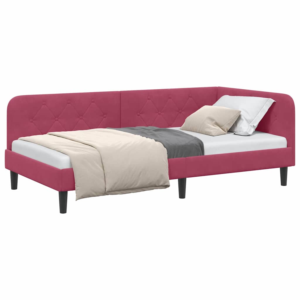 vidaXL Κρεβάτι Γωνίας Κόκκινο 90 x 190 cm Βελούδο