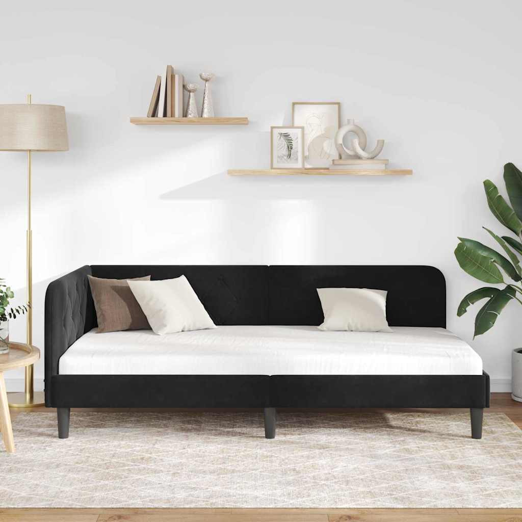 vidaXL Κρεβάτι Γωνίας Μαύρο 90 x 190 cm Βελούδο