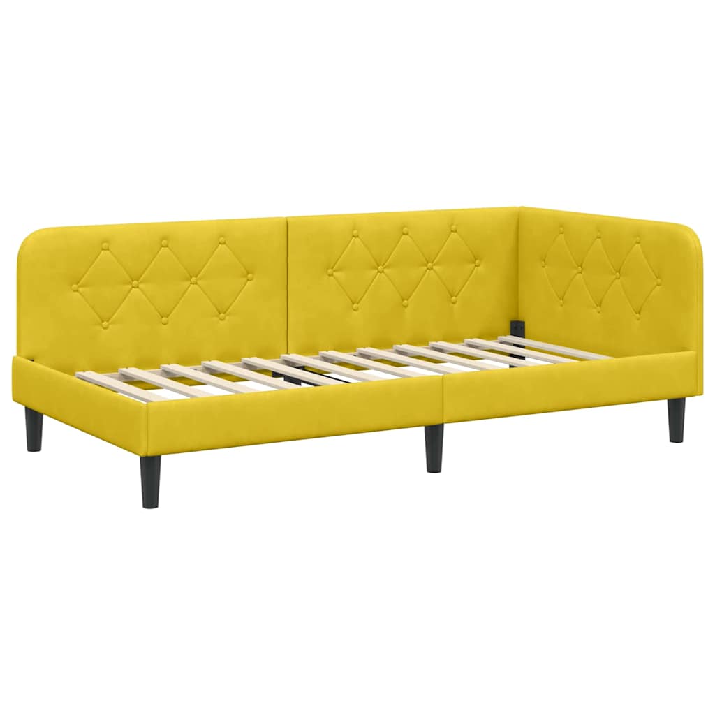 vidaXL Κρεβάτι Γωνίας Κίτρινο 90 x 190 cm Βελούδο