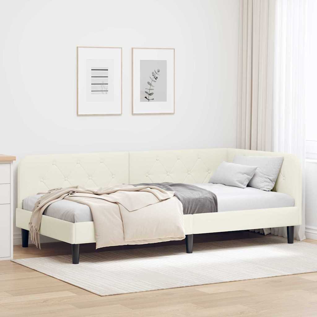 vidaXL Κρεβάτι Γωνίας Κρεμ 90 x 190 cm Βελούδο