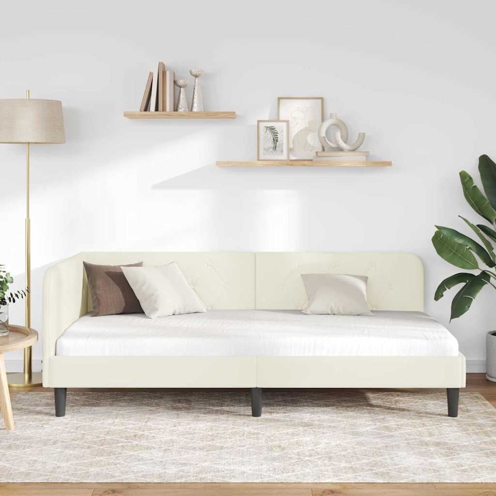 vidaXL Κρεβάτι Γωνίας Κρεμ 90 x 190 cm Βελούδο