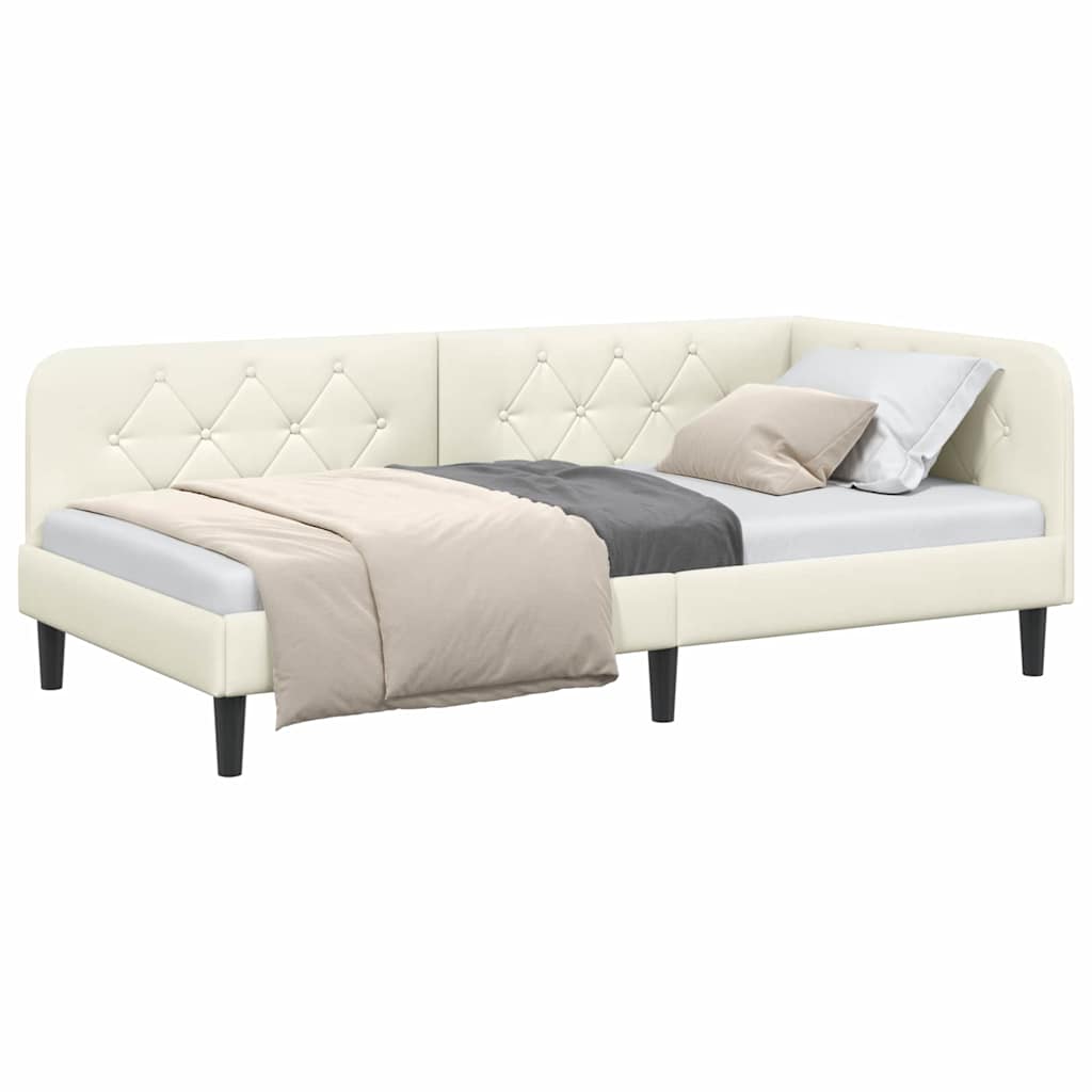 vidaXL Κρεβάτι Γωνίας Κρεμ 90 x 190 cm Βελούδο