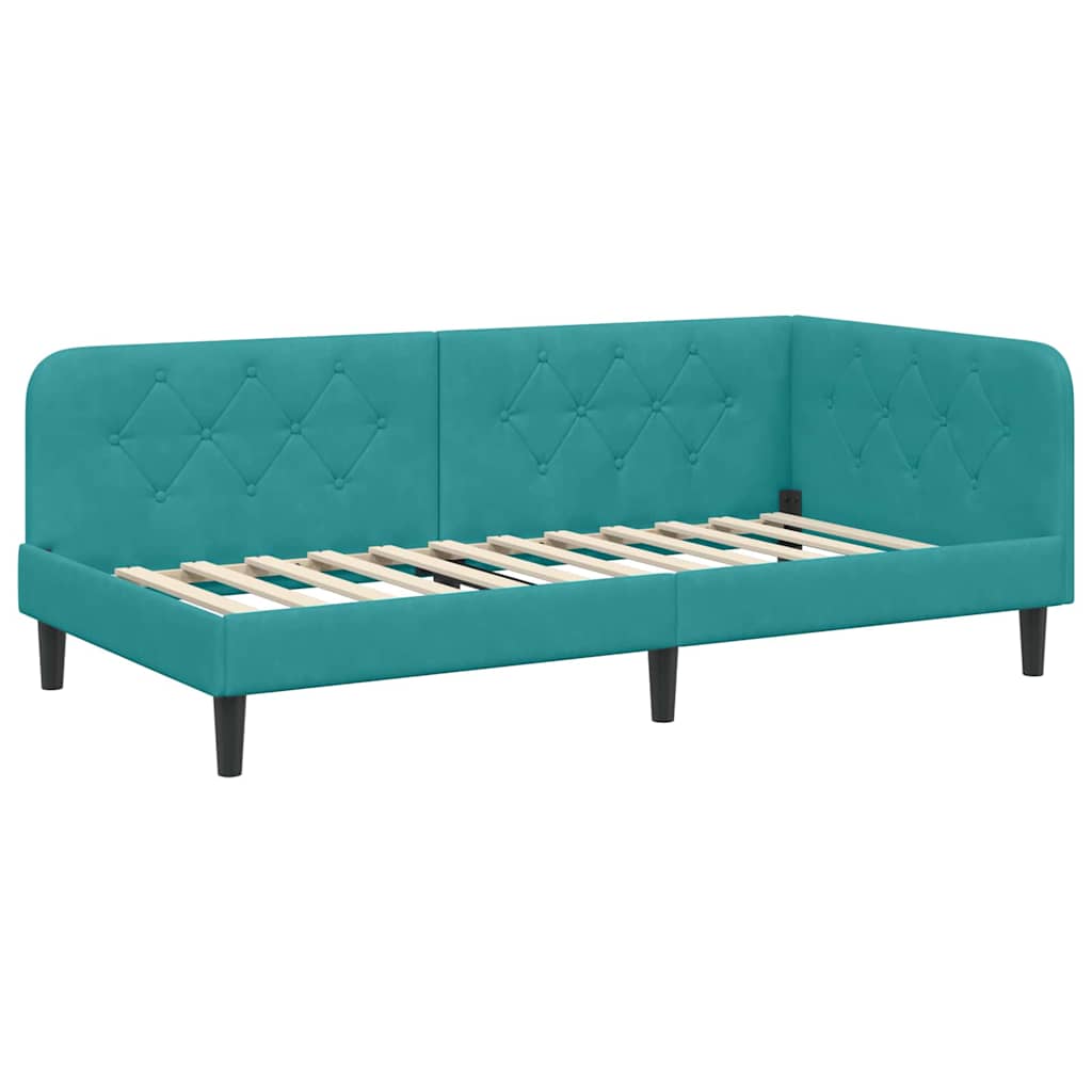 vidaXL Κρεβάτι Γωνίας Τιρκουάζ 90 x 190 cm Βελούδο