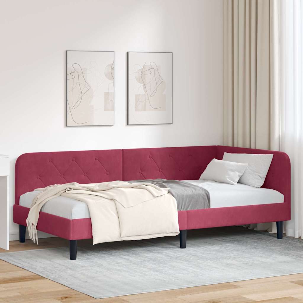 vidaXL Κρεβάτι Γωνίας Κόκκινο 90 x 200 cm Βελούδο